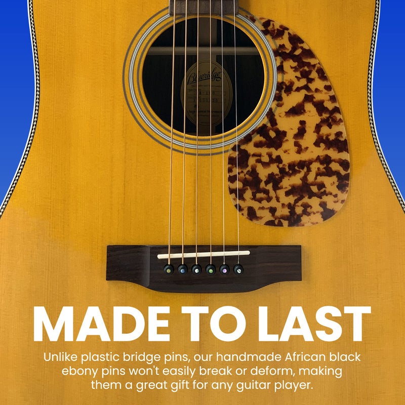 Crosby Slotted Pure Ebony Bridge Pins with Abalone Dot Inlay for 6 & 12 String Acoustic Guitar - Image 5